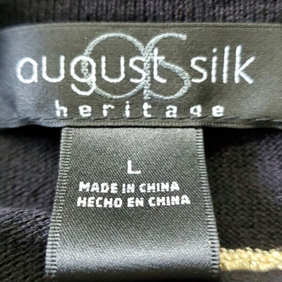 AUGUST SIlk sweater set, tank and button up. Size large. Black with gold strip. - Picture 6 of 10
